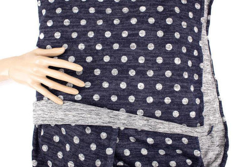Dark Blue and Heather Gray Polka Dot Brushed Sweater Knit Fabric by the yard OSK01013R
